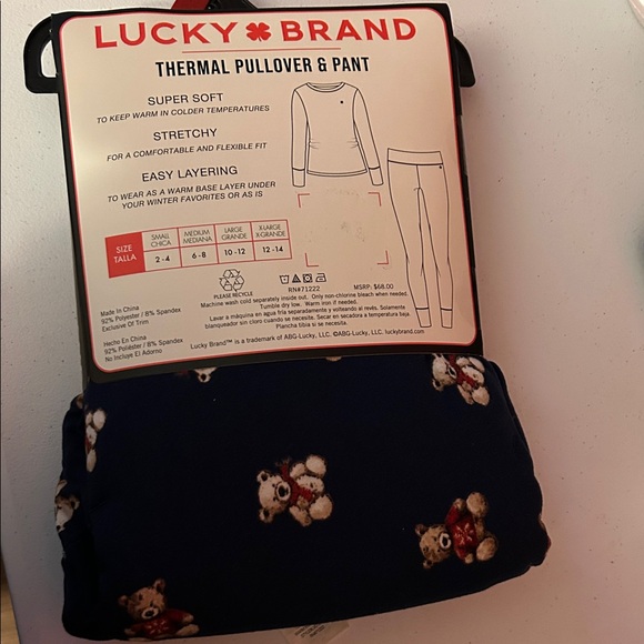 Lucky Brand Navy Bear Print Thermal Set - Picture 3 of 5
